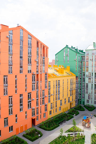 istock Aerial view on colorful residential buildings 473075310
