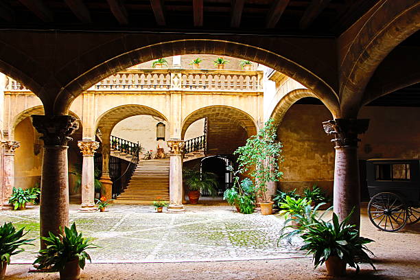 courtyard in palma de mallorca stock photo
