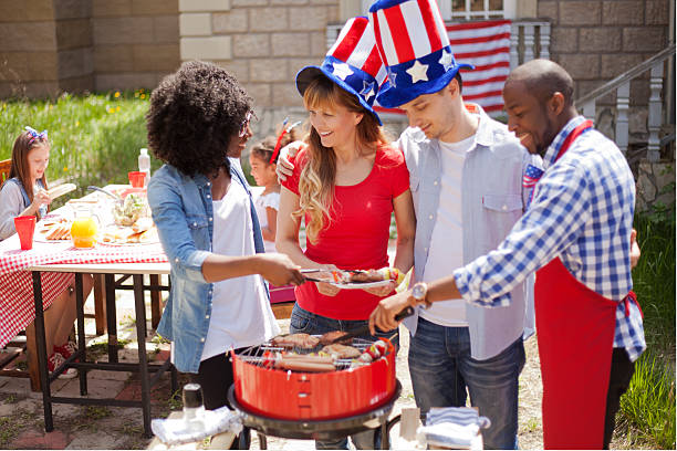 istock Two family on Independence Day 473082252