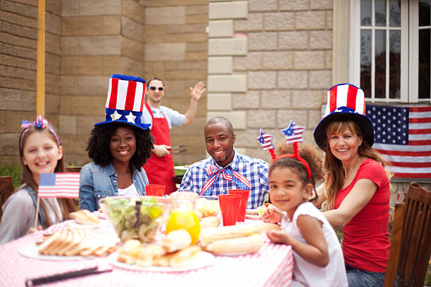 istock Two family on Independence Day 473082368