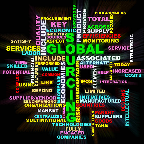 Global Sourcing colorful wordclouds Global Sourcing colorful wordclouds  initiatives stock pictures, royalty-free photos & images