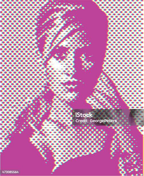 Halftone Pattern Face Vintage Halftone Pattern Portrait Of A Woman Stock Illustration ...