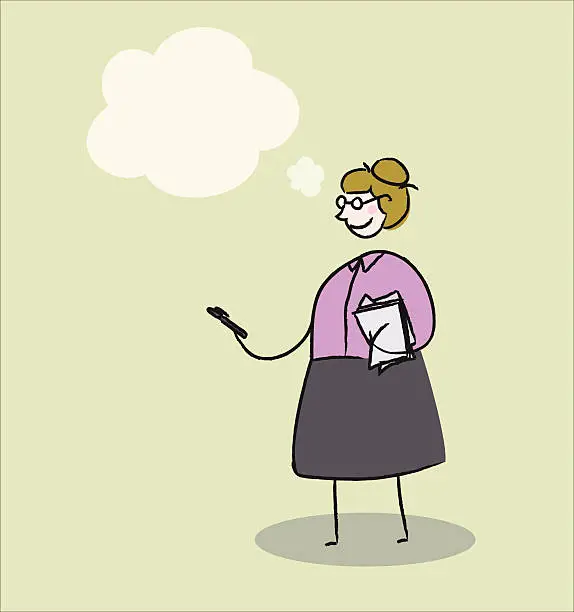 Vector illustration of Writer with a thought cloud