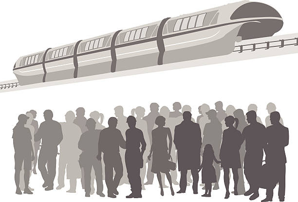 beengt öffentlichen verkehrsmitteln - rush hour commuter shadow focus on shadow stock-grafiken, -clipart, -cartoons und -symbole