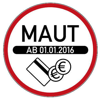German sign 391 of the german road traffic regulations for a toll route with addition from 01-01-2016