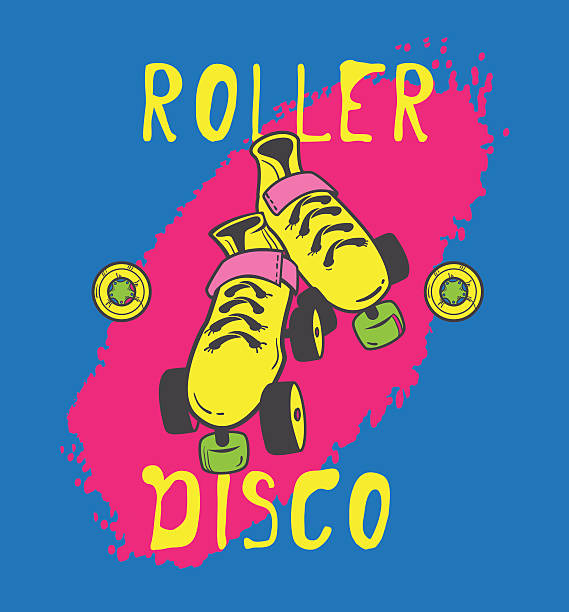 Roller skate and roller disco graphic design for t-shirt vector art illustration