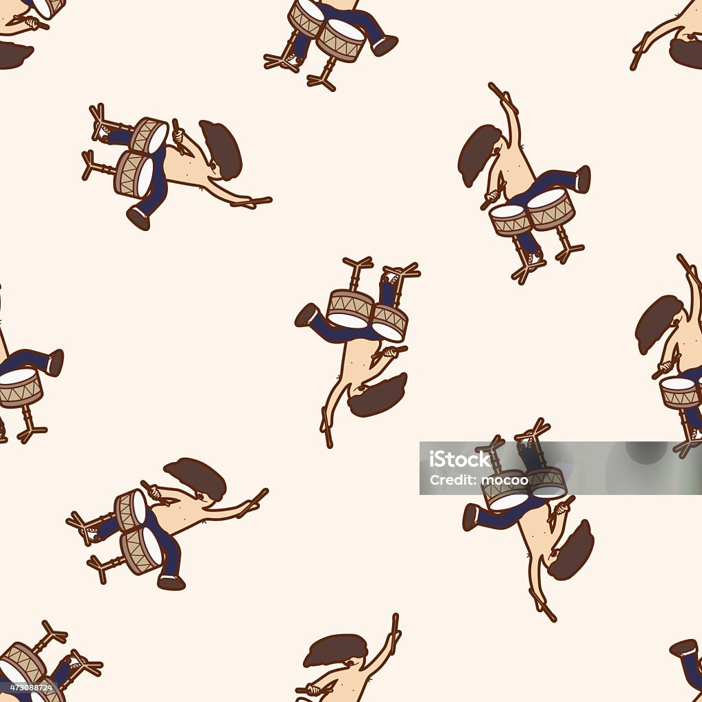 Banding Pattern Cartoon Band Member Drummer Cartoon Seamless Pattern Background Stock ...