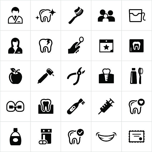 and dentistry symbole - zahnpflege stock-grafiken, -clipart, -cartoons und -symbole