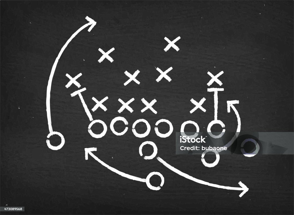 American football touchdown strategy diagram on chalkboard - Royalty-free Amerikan Futbolu Vector Art