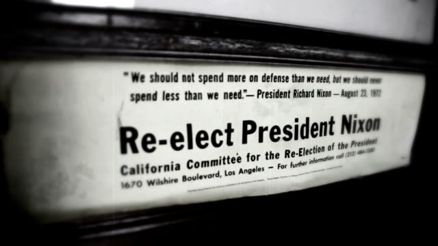 Vintage Style Footage of Re-elect President Nixon Sign