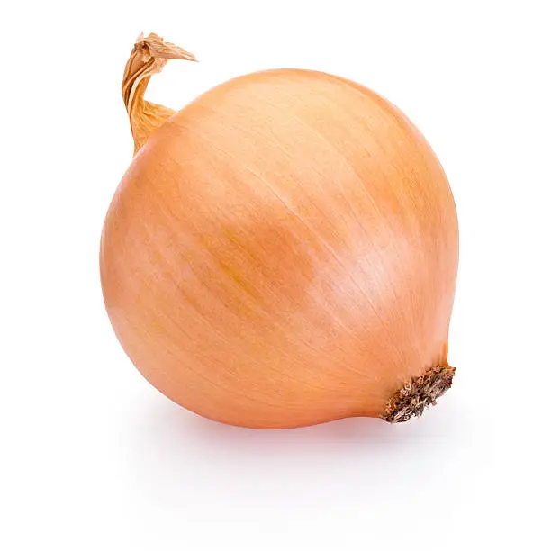 Ripe onion isolated on white background