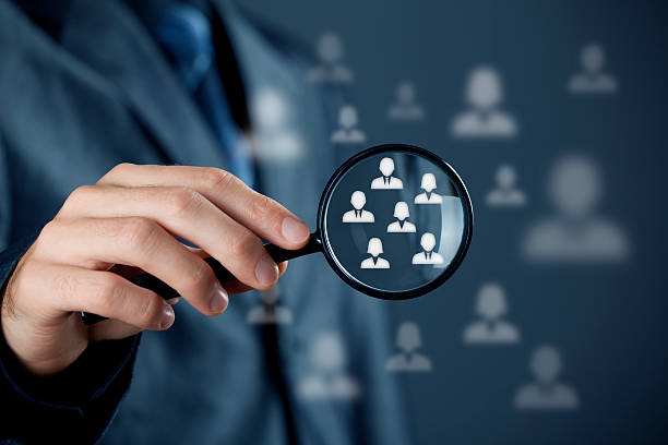 Customer target audience Marketing customer target audience concept. Human resources officer choose employees standing out of the crowd. multi level marketing stock pictures, royalty-free photos & images