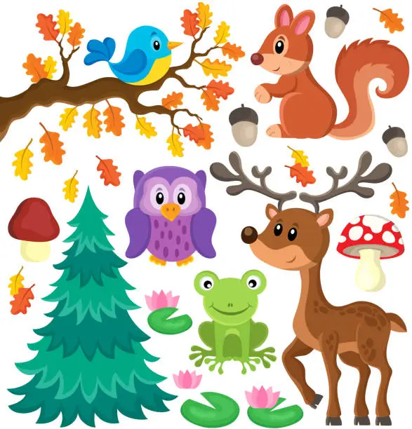 Vector illustration of Forest animals theme set 1