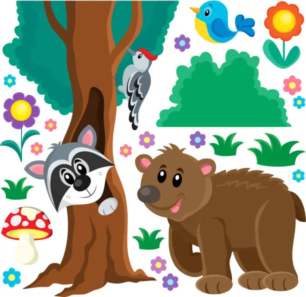 Vector illustration of Forest animals theme set 3