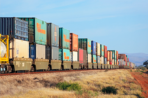 Single Stack Container Train Stack Train With Multicoloured Containers On Outback Tracks Stock Photo ...