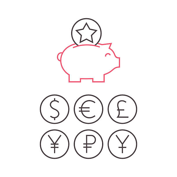 ilustrações, clipart, desenhos animados e ícones de piggy bank ícone de dinheiro - piggy bank gold british currency pound symbol