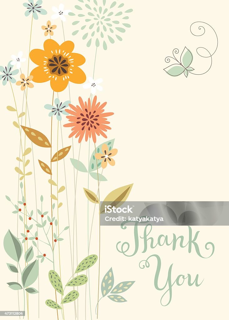 Danke, vertikale Floral Karte - Lizenzfrei Blume Vektorgrafik