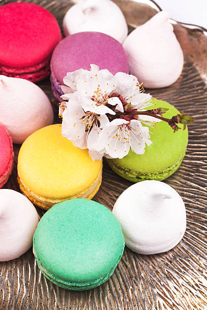 istock macaroon and marshmallow on a vintage silver tray 473117854