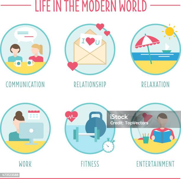 Life Style Visuals Lifestyle Elements For Infographics Flat Vector Stock Illustration ...