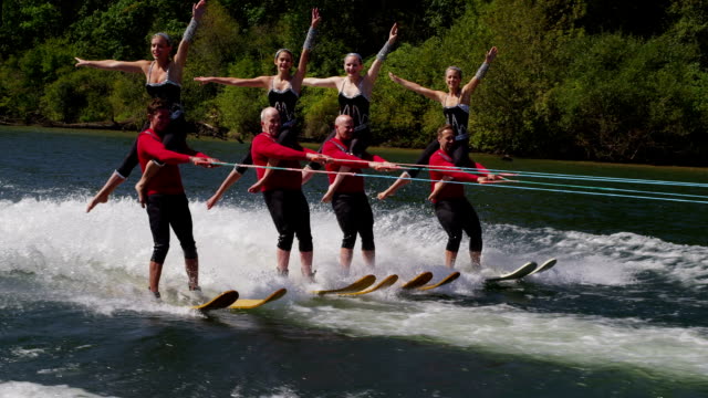 Group of water skiers perform