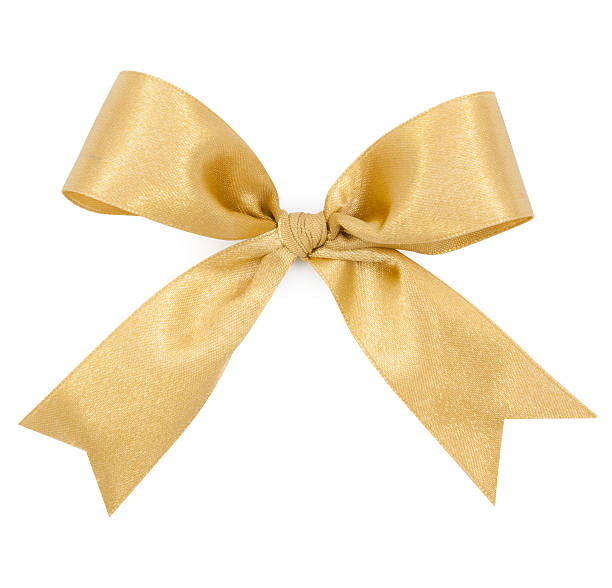 istock Gold satin gift bow ribbon 473133402
