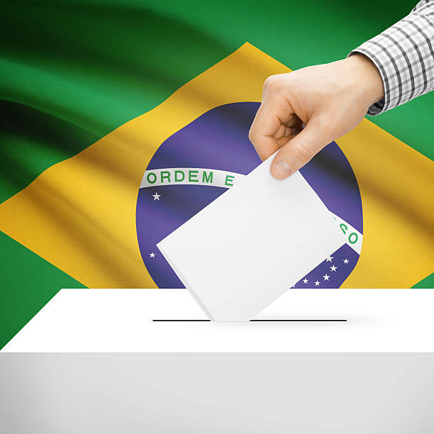 istock Ballot box with national flag on background - Brazi 473134276