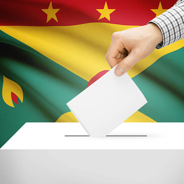 istock Ballot box with national flag on background - Grenada 473137362