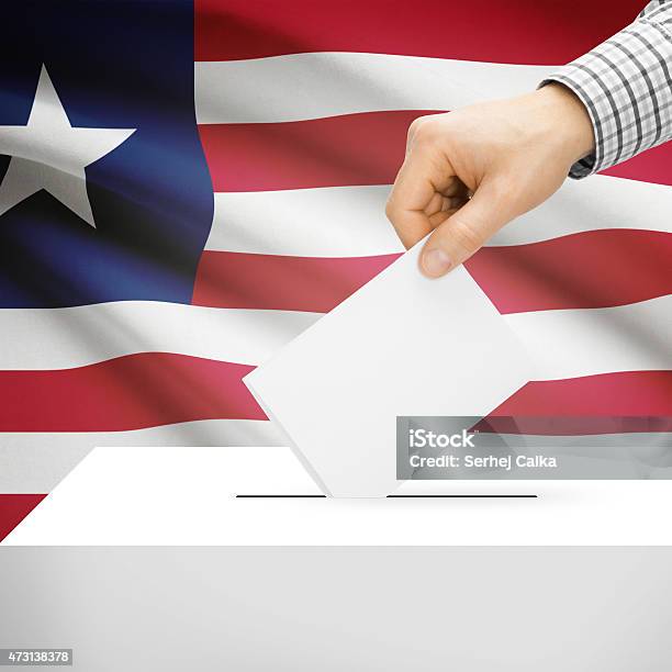 Ballot Box With National Flag On Background Liberia Stock Photo - Download Image Now