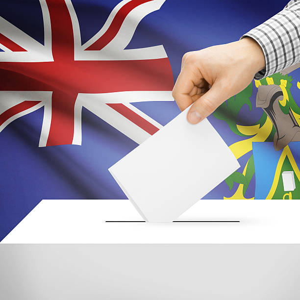 istock Ballot box with national flag on background - Pitcairn Island 473138844