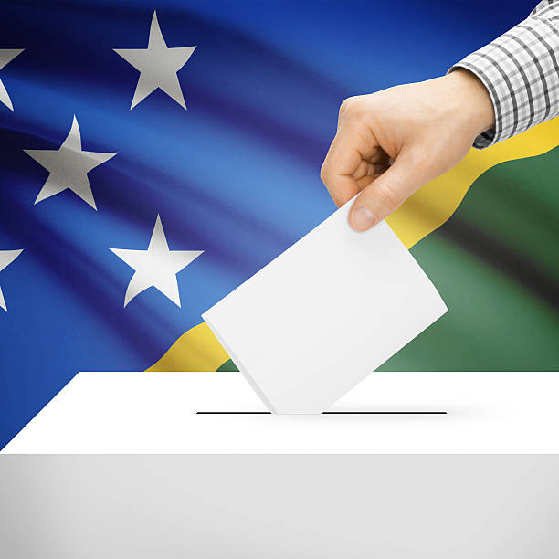 istock Ballot box with national flag on background - Solomon Islands 473141770