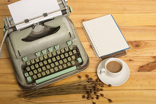 istock Close-up of an old typewriter with paper, vintage style 473142786