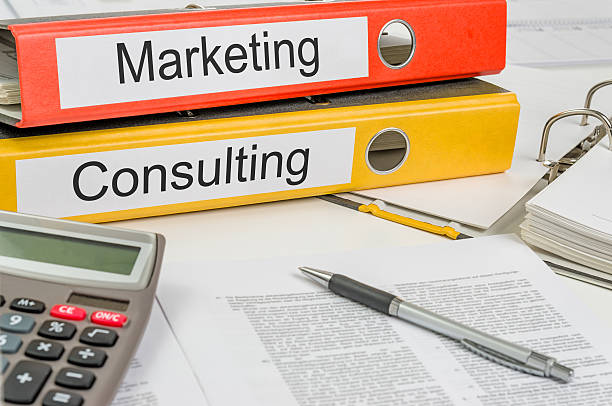 istock Folders with the label Marketing and Consulting 473146308