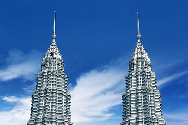 top of petronas towers on blue skybackground