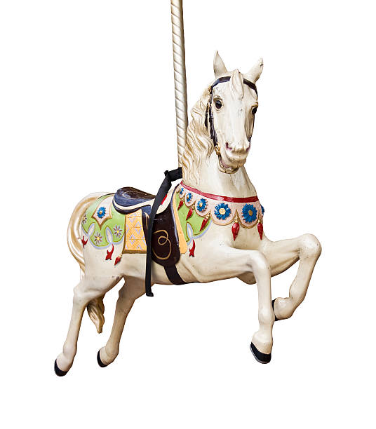 istock Carousel horse isolated on white background 473147850