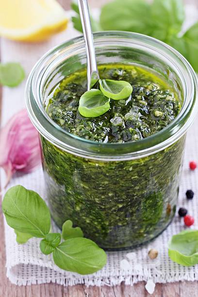 istock Basil pesto on a rustic wooden table 473148126