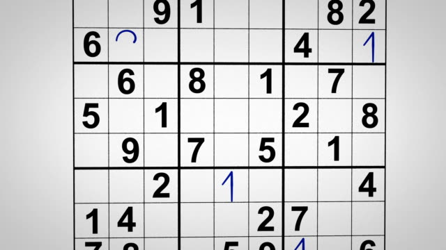 montage of solving sudoku puzzle animation