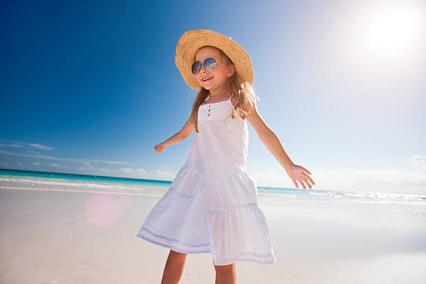 istock Adorable little girl at beach 473150294