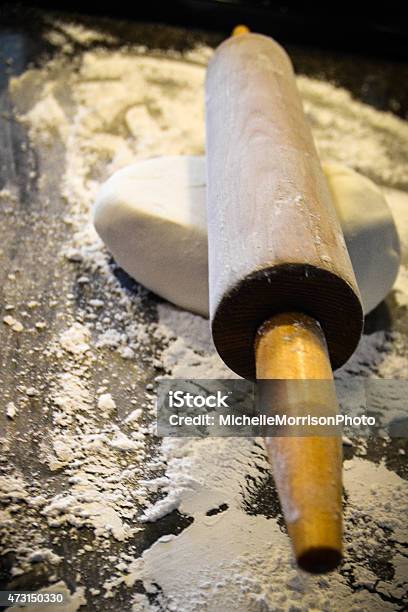 Rolling Pin With Dough Or Icing Stock Photo - Download Image Now - 2015, Bakery, Baking