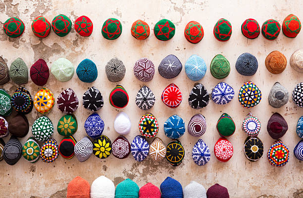 Colorful souvenirs at Essaouira market in Morocco