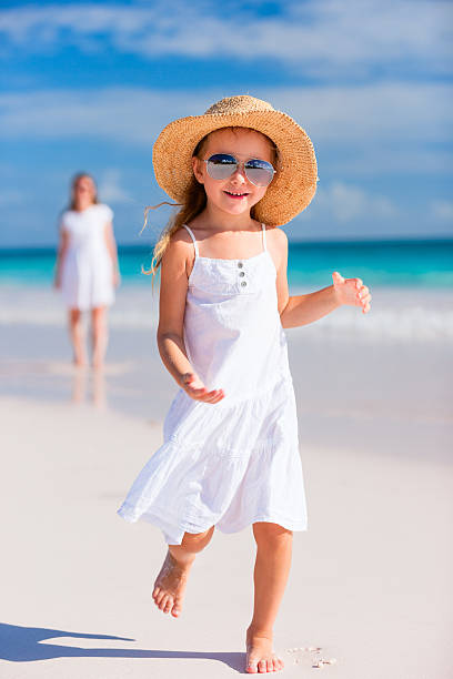 istock Adorable little girl at beach 473153086
