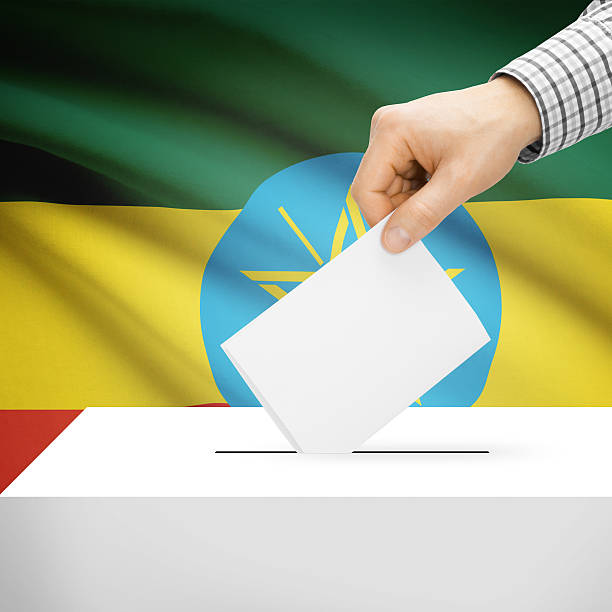 istock Ballot box with national flag on background - Ethiopia 473155702