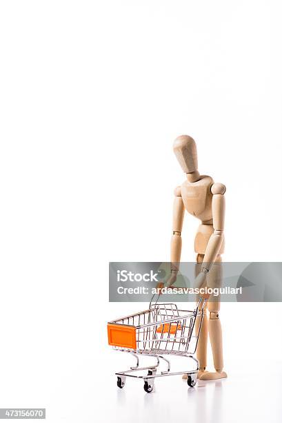 Orange Metal Shopping Cart Stock Photo - Download Image Now - 2015, Business, Buying