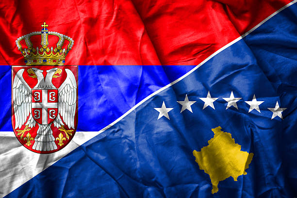 Serbian and Kosovo Flag Serbian and Kosovo Flag kosovo stock pictures, royalty-free photos & images