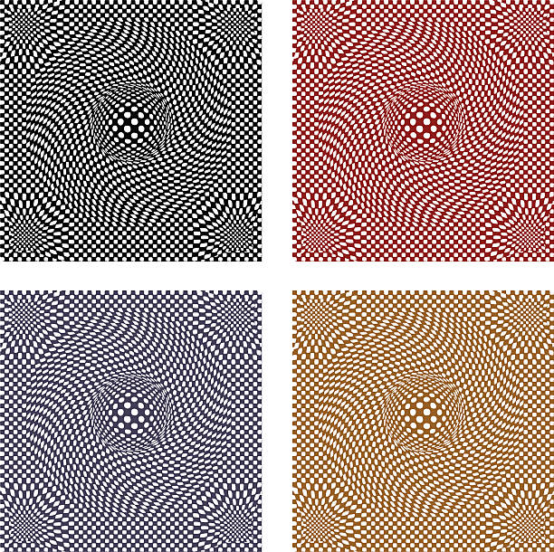 illustrations, cliparts, dessins animés et icônes de motif de similigravure illusion couleur ensemble - textured sine wave spotted halftone pattern
