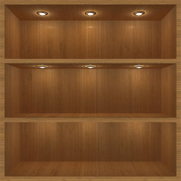 istock wooden shelf with lighting 473158982