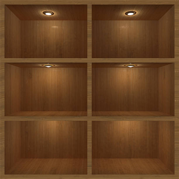istock wooden shelf with lighting 473158988