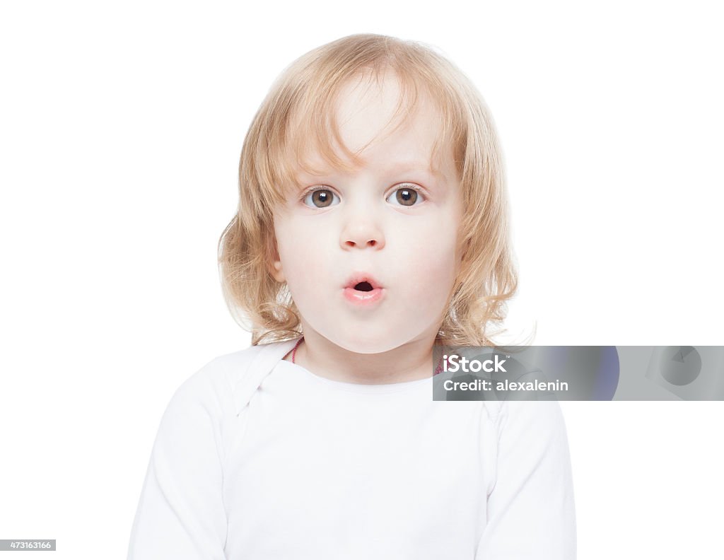 Baby Girl With Long Hair With A Surprised Face Isolation Stock Photo -  Download Image Now - iStock