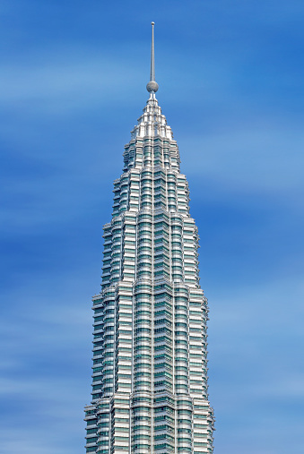 top of KLCC tower on blue skybackground