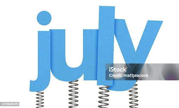 July Made From Letters On Springs Stock Photo - Download Image Now - 2015, Alphabet, Announcement Message
