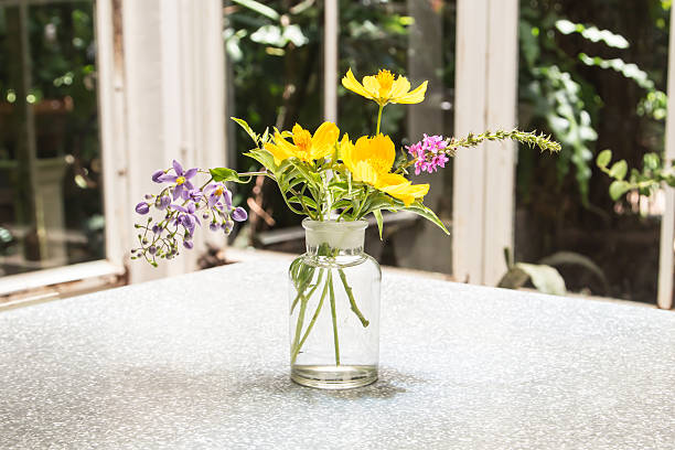 Glass vase with beautiful flowers